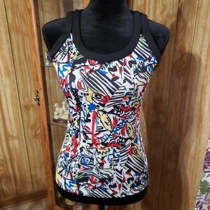 Bolle Red and Blue Fitted Graphic Tank Top